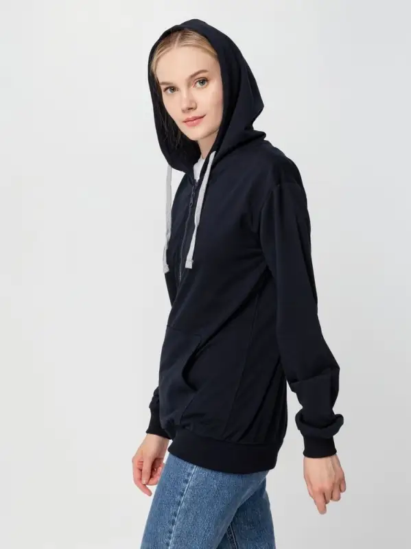 Толстовка на молнии с капюшоном Unit Siverga темно-синяя, размер XS Толстовка на молнии с капюшоном Unit Siverga темно-синяя, размер XS