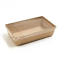 Контейнер с плоской крышкой, крафт, 0,8 л, 19 х 13 х 5,5 см