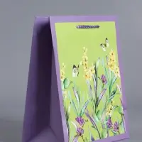 Пакет подарочный ламинированный, &laquo;Цветочное поле&raquo;, сиреневый с зелёным, 18&times;22.3&times;10 см