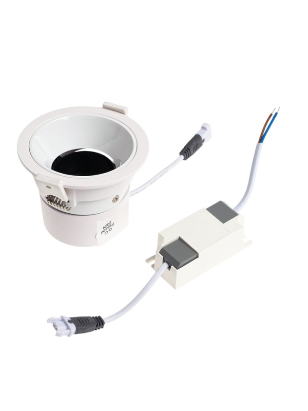 Светильник светодиодный встраиваемый, поворотный, 6Вт, 6500К, с драйвером, D75, белый Светильник светодиодный встраиваемый, поворотный, 6Вт, 6500К, с драйвером, D75, белый