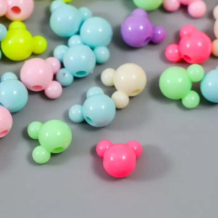 Бусины для творчества пластик  Бусины для творчества пластик "Мишка. Пастельные тона" набор 15 гр 1,1 см