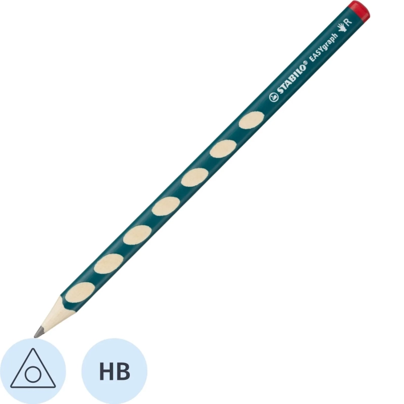 Карандаш чернографитный EASYgraph, ТРЕХГРАННЫЙ С УГЛУБЛЕНИЯМИ, ДЛЯ ПРАВШЕЙ