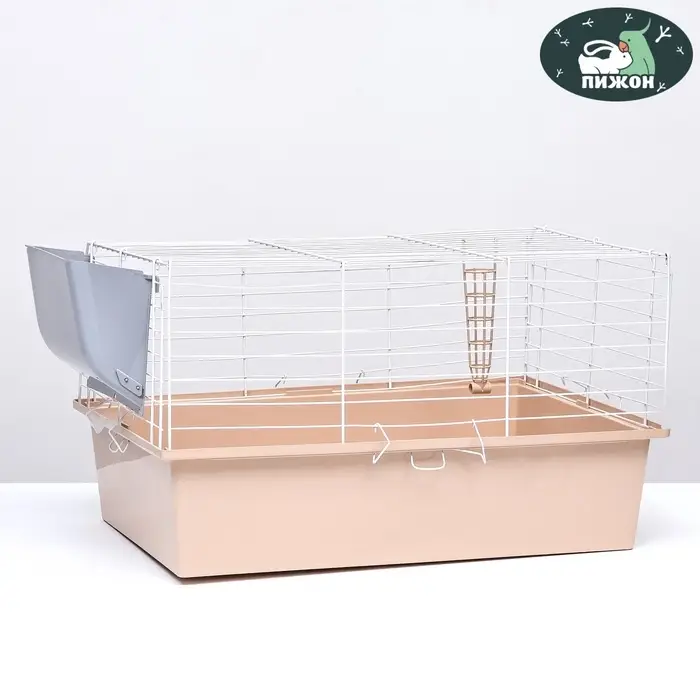 Клетка для грызунов &laquo;Пижон&raquo; №1 складная, 58&times;40&times;34 см, миска, 2 кормушки, бежевая