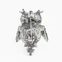 Брошь &laquo;Сова круглая&raquo;, синяя в чернёном серебре