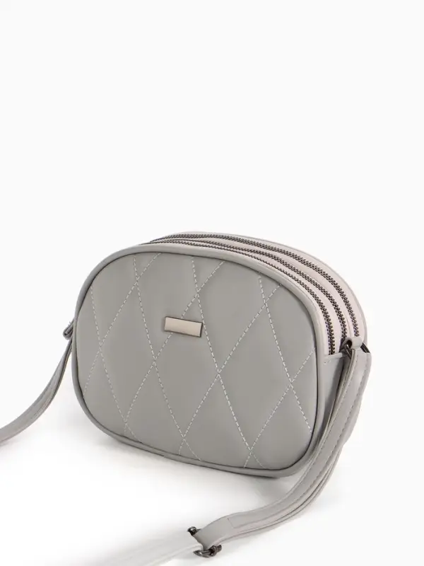 Сумка женская кросс-боди на молнии, 19&times;7&times;15 см, со стёжкой, серая