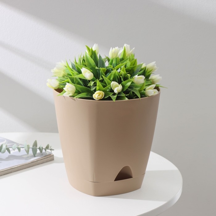 Горшок для цветов с прикорневым поливом Amsterdam, 4 л, цвет молочный шоколад Горшок для цветов с прикорневым поливом Amsterdam, 4 л, цвет молочный шоколад