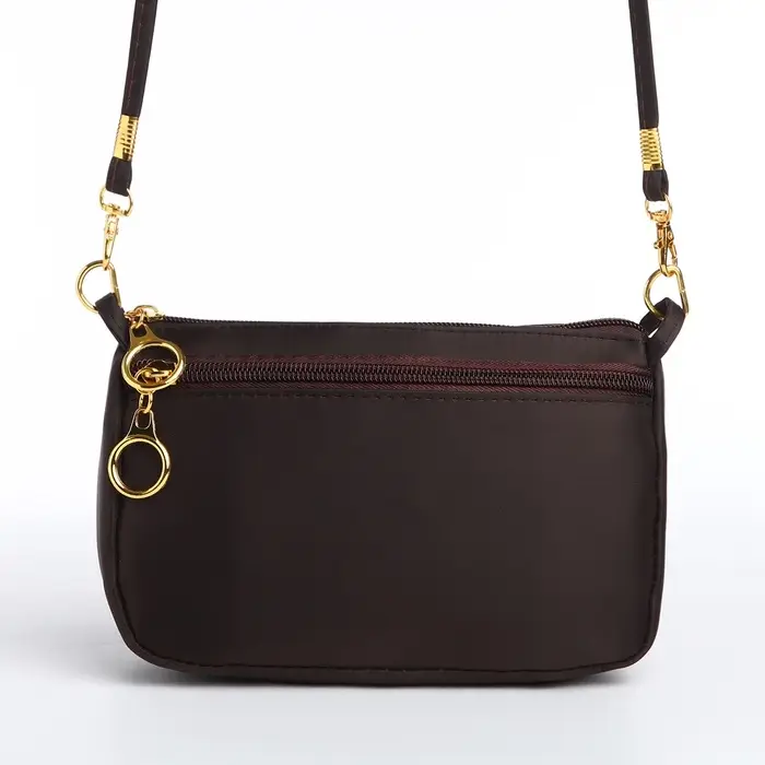 Сумка женская кросс-боди на молнии, 18×6.5×12 см, коричневая Сумка женская кросс-боди на молнии, 18×6.5×12 см, коричневая