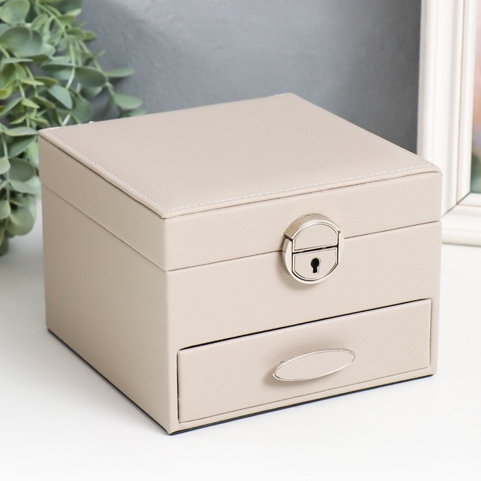 Шкатулка кожзам для украшений  Шкатулка кожзам для украшений "Серый опал" 16х16х11,8 см