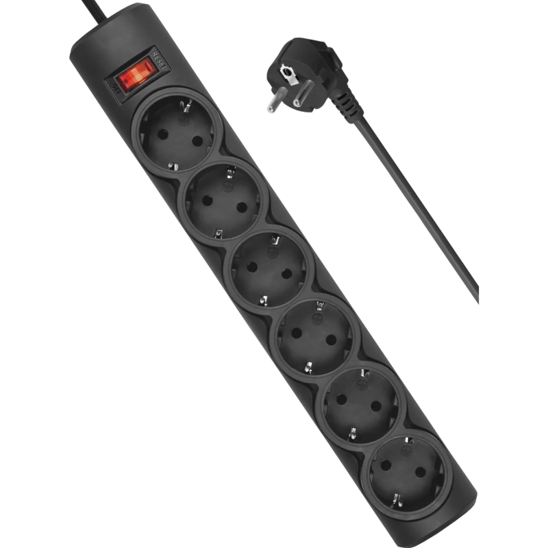 Сетевой фильтр Defender  DFS 151 1,8 м, черный, 6 розеток(99494)