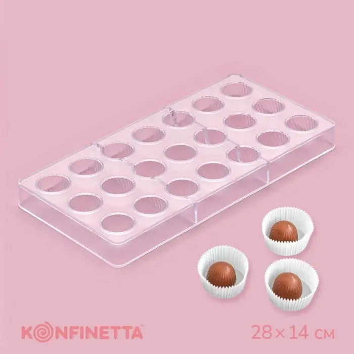 Форма для конфет шоколада KONFINETTA &laquo;Комильфо&raquo;, 28&times;14 см, 21 ячейка, пластик, прозрачная