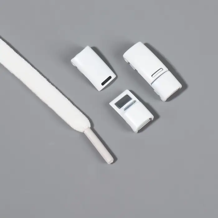 Шнурки для обуви, на магнитах, пара, с плоским сечением и фиксатором, 100 см, белые