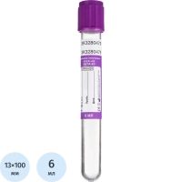 Вакуумные пробирки с ЭДТА-К3 6 мл, 13х100 мм, APEXLAB 100 шт/уп