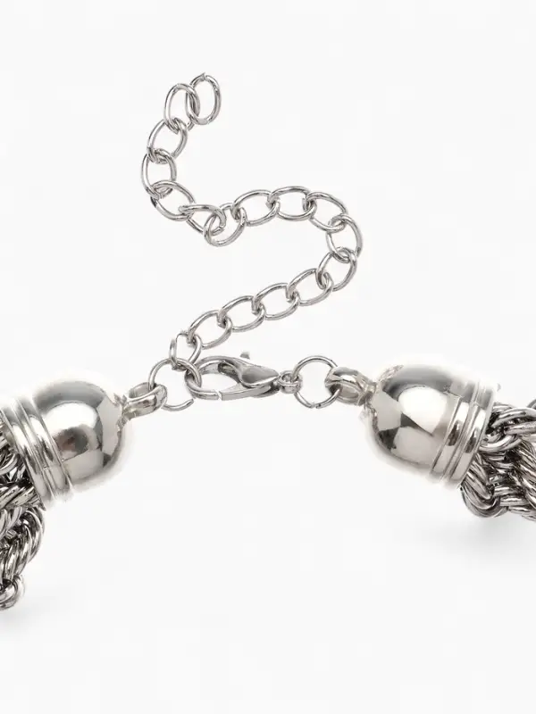 Колье &laquo;Цепь&raquo;, косичка, цвет глянцевое серебро, 40 см