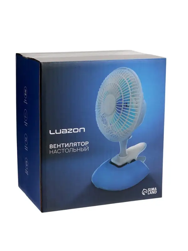 Вентилятор настольный Luazon LOF-04, осевой, 15 Вт, 15 см, 2 режима, бело-голубой