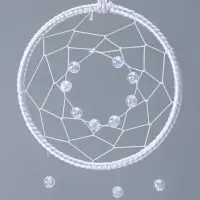 Ловец снов "Паутинка с бусинками" перламутр 12 кружков d=4,8 см 11,5х39,5 см