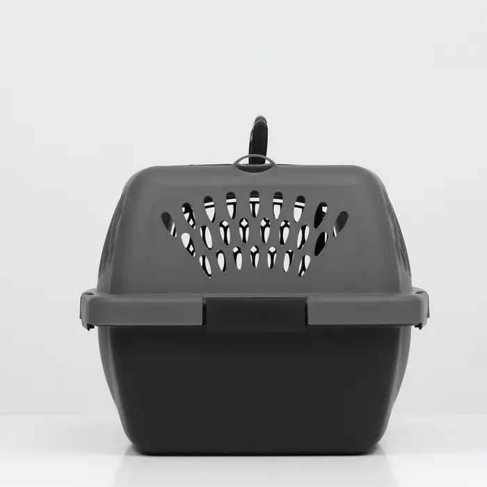 Переноска для животных, 40&times;32&times;26, с пластиковой дверью, серая