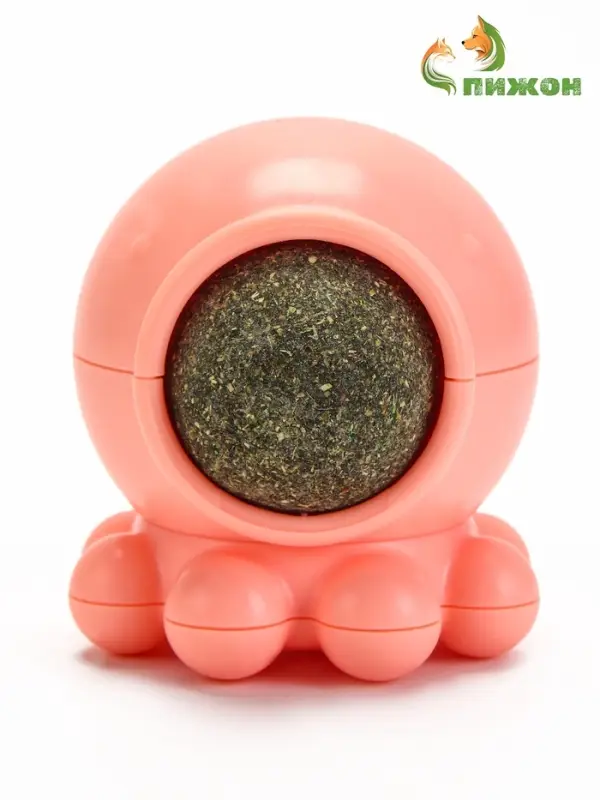 Игрушка с кошачьей мятой для кошек &laquo;Осьминог&raquo;, 5&times;4 см, на основании, пластик, розовая