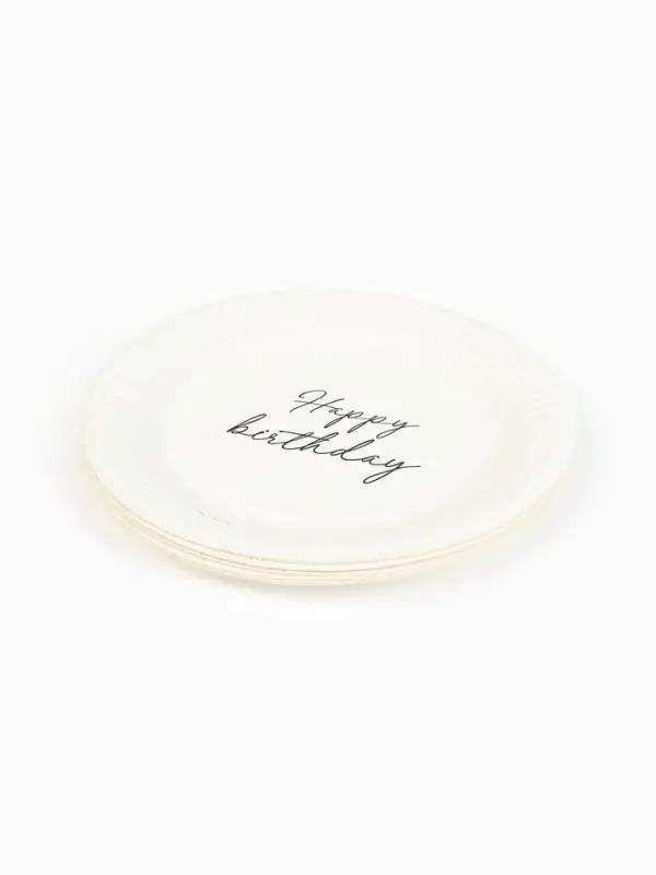 Тарелка одноразовая бумажная «Happy Birthday», белая, 18 см