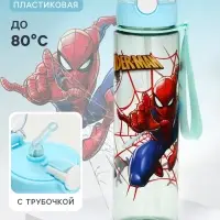Бутылка для воды пластиковая с трубочкой &laquo;Супергерой&raquo;, 800 мл