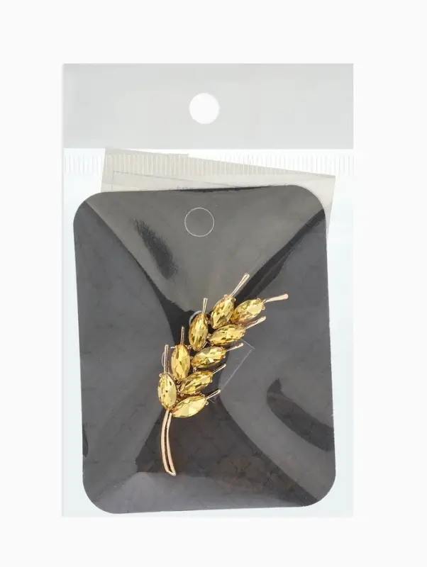 Брошь маленькая &laquo;Колосок&raquo;, жёлтая в золоте