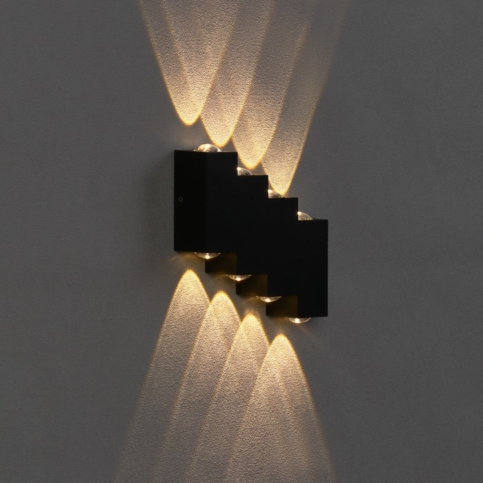 Светильник фасадный «Луч», FSD-012, 8 Вт, 3000К, 4 луча, IP65, 220 В, металл, черный