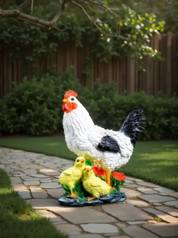 Садовая фигура из полистоуна &laquo;Курица с цыплятами&raquo;, 33&times;17&times;25 см