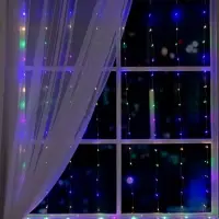 Гирлянда &laquo;Занавес&raquo; 1.6&times;1.6 м, роса, IP20, серебристая нить, 160 LED, свечение мульти, 8 режимов, 220 В