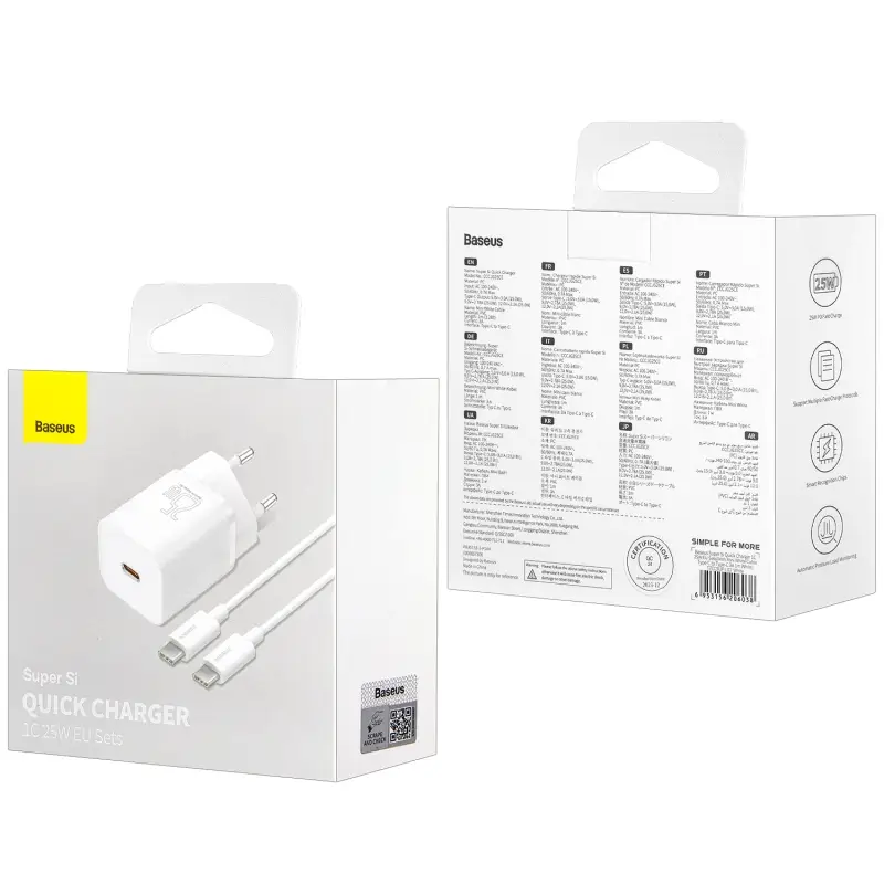 Сетевое зарядное устройство с кабелем Type-C-Type-C PD25W TZCCSUP-L02 Baseus белое Сетевое зарядное устройство с кабелем Type-C-Type-C PD25W TZCCSUP-L02 Baseus белое