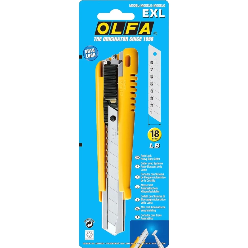 Нож OLFA с металлической направляющей, автофиксатор,18мм, OL-EXL