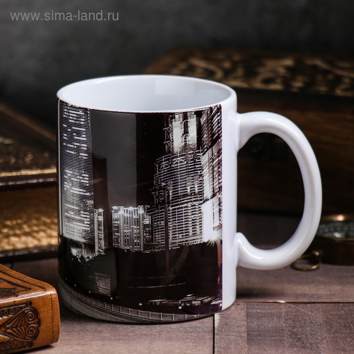 Кружка сублимация "Евгений" ночной город, 320 мл, с нанесением