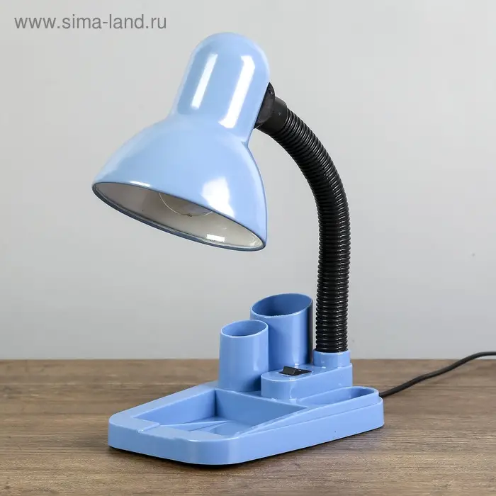 Лампа настольная RISALUX &laquo;Мудрец&raquo;, органайзер, Е27, 40 Вт, синяя, 18&times;11.5&times;33 см