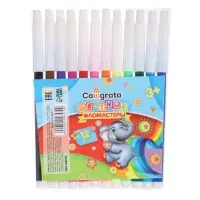 Фломастеры 12 цветов, невентилируемый колпачок