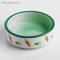 Миска керамическая с морковками 100 мл  8,8 х 8,8 х 3 см, белая/зелёная