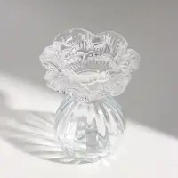 Подсвечник на 1 свечу &laquo;Камелия&raquo;, стекло, прозрачный, d=5.5 см, 10&times;10.5&times;11.7 см