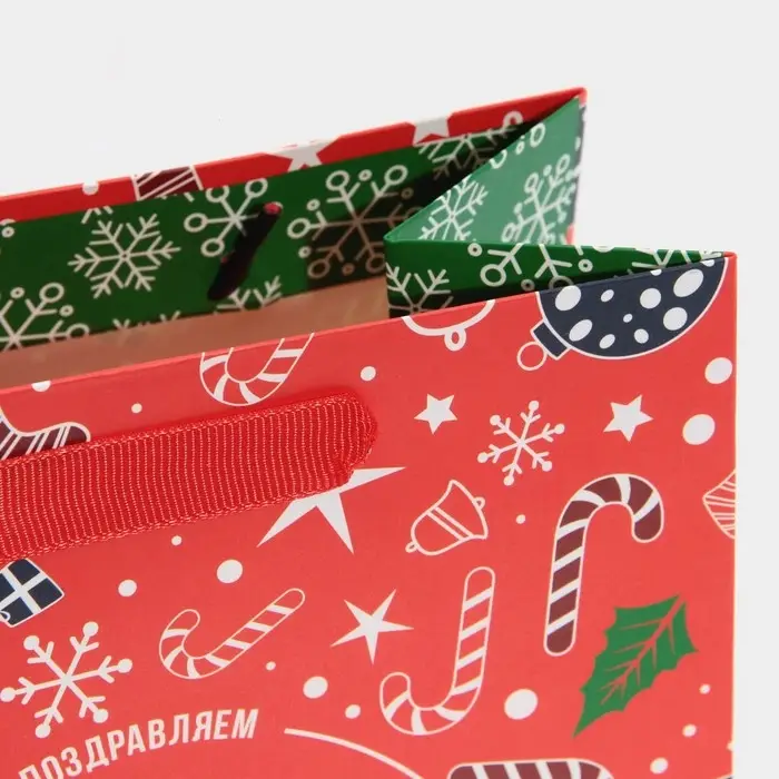 Пакет подарочный новогодний ламинированный «Снежинки», MS 18 х 23 х 10 см