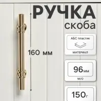 Ручка-скоба CAPPIO CAMDEN, м/о 96 мм, d=12 мм, пластик, цвет золото, 4 шт.