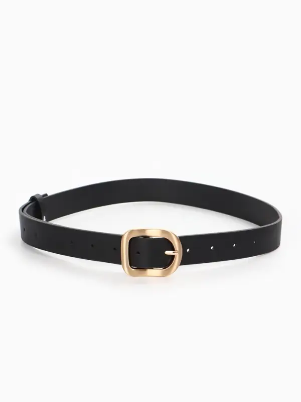 Ремень женский, 2.7&times;105 см, 1 прокол, золотистая пряжка, чёрный