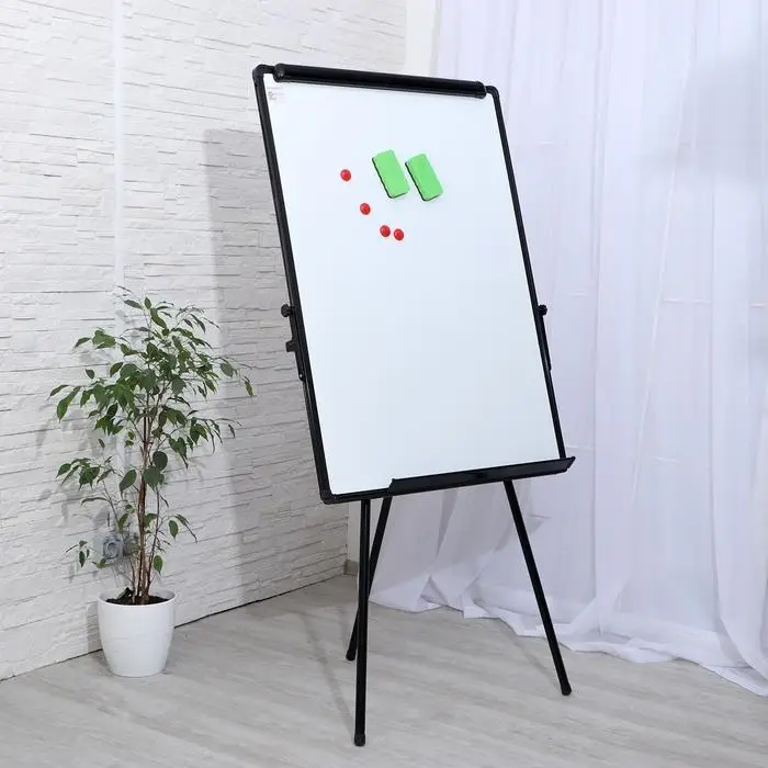 Флипчарт магнитно-маркерный, Calligrata, 70&times;100 см, регулируется по высоте, рамка черная, 2 губки, 4 магнита