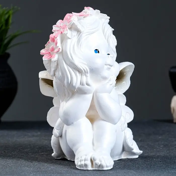 Фигурка гипс &laquo;Фея сидя&raquo;, перламутр, 12&times;14&times;17.5 см