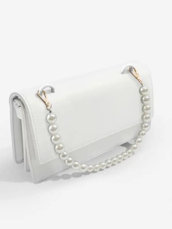 Ручка для сумки, жемчужные бусы, d=12, 14, 16 мм, 39 см, цвет белый, золотой