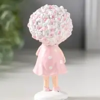 Сувенир полистоун "Малышка с цветочной шевелюрой в розовом платье" 4,5х4х9 см