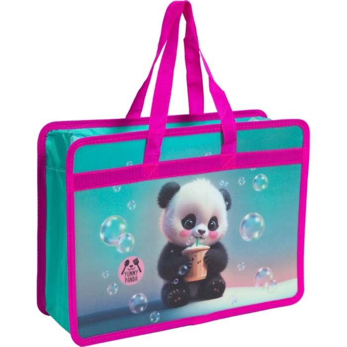 Папка с ручками А4, 100x250x340 мм, deVENTE Папка с ручками А4, 100x250x340 мм, deVENTE "Yummy Panda", пластик, ручки-текстиль, для деовчки