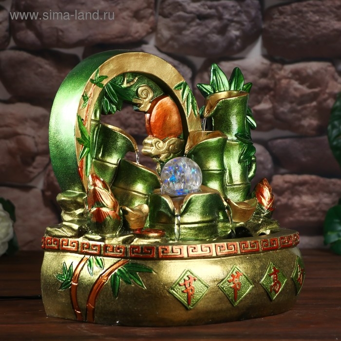 Фонтан настольный от сети, подсветка Фонтан настольный от сети, подсветка "Бамбук и слитки" 31,5х32х20,5 см