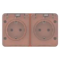 AtlasDesign PROFI IP54 О/У РОЗЕТКА двойная с з/к со шторками 16А, ТЕРРАКОТОВЫЙ