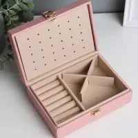 Шкатулка для украшений &laquo;Матовая гладь. Прямоугольная&raquo;, кожзам, розовая, 16&times;11.5&times;5.5 см