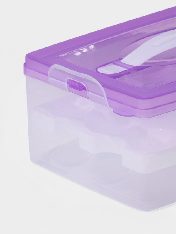 Контейнер для хранения яиц, 24 ячейки, двухуровневый, пластик, 24×16×11 см, фиолетовый