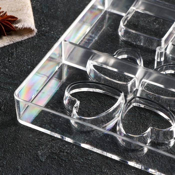 Форма для конфет и шоколада «Мерси», 8 ячеек, 20×12×2,5 см, цвет прозрачный Форма для конфет и шоколада «Мерси», 8 ячеек, 20×12×2,5 см, цвет прозрачный