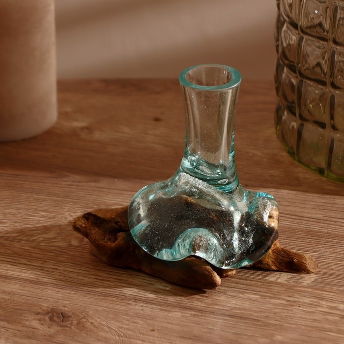 Вазон стекло на дереве  Вазон стекло на дереве "Эстетика" 20х15х9 см