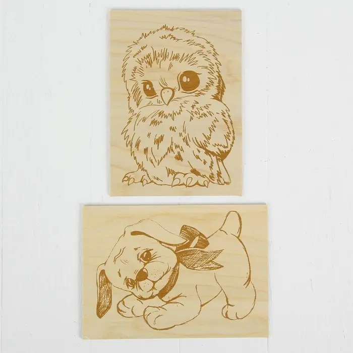 Доски для выжигания &laquo;Совёнок и Щенок&raquo;, 2 шт.