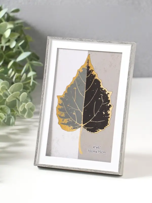 Фоторамка пластик 10х15 см "Современная классика" серый и белый 16х10,8х1,5 см